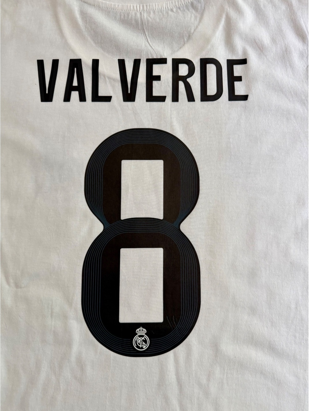 Large Adidas Real Madrid White Cotton T-shirt Fede Valverde #8